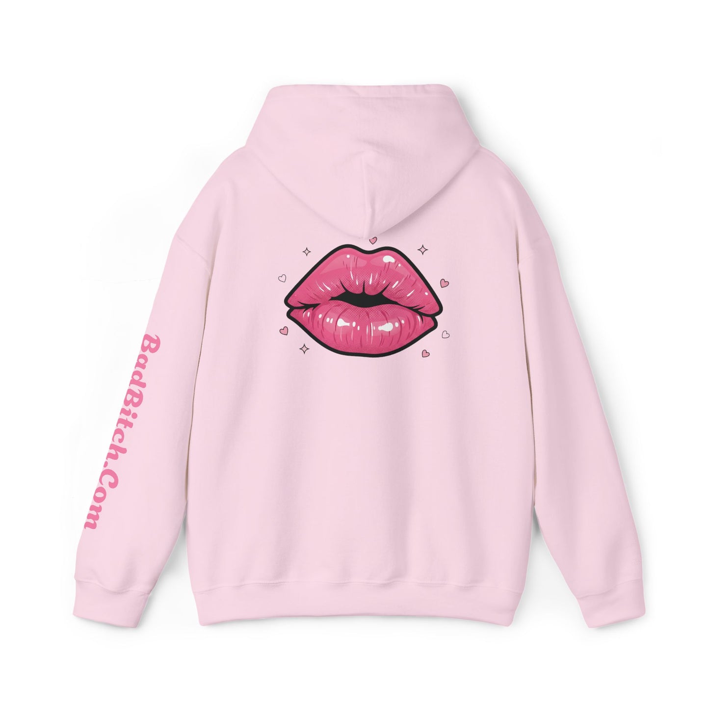 BadBitch Graphic Hoodie — Pink Kiss Logo Pullover