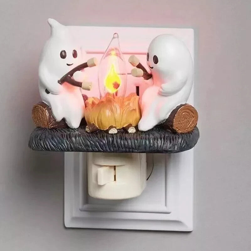 Halloween Ghost Campfire Fire Marshmallow Night Light Flickering Nightlight Gift