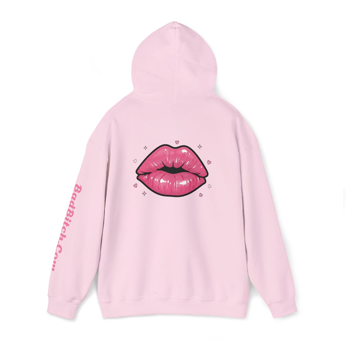 BadBitch Graphic Hoodie — Pink Kiss Logo Pullover