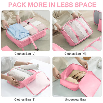 8Pcs Pink Packing Cubes for Luggage , Packing Cubes for Travel Luggage Packing Organizers (Pink)