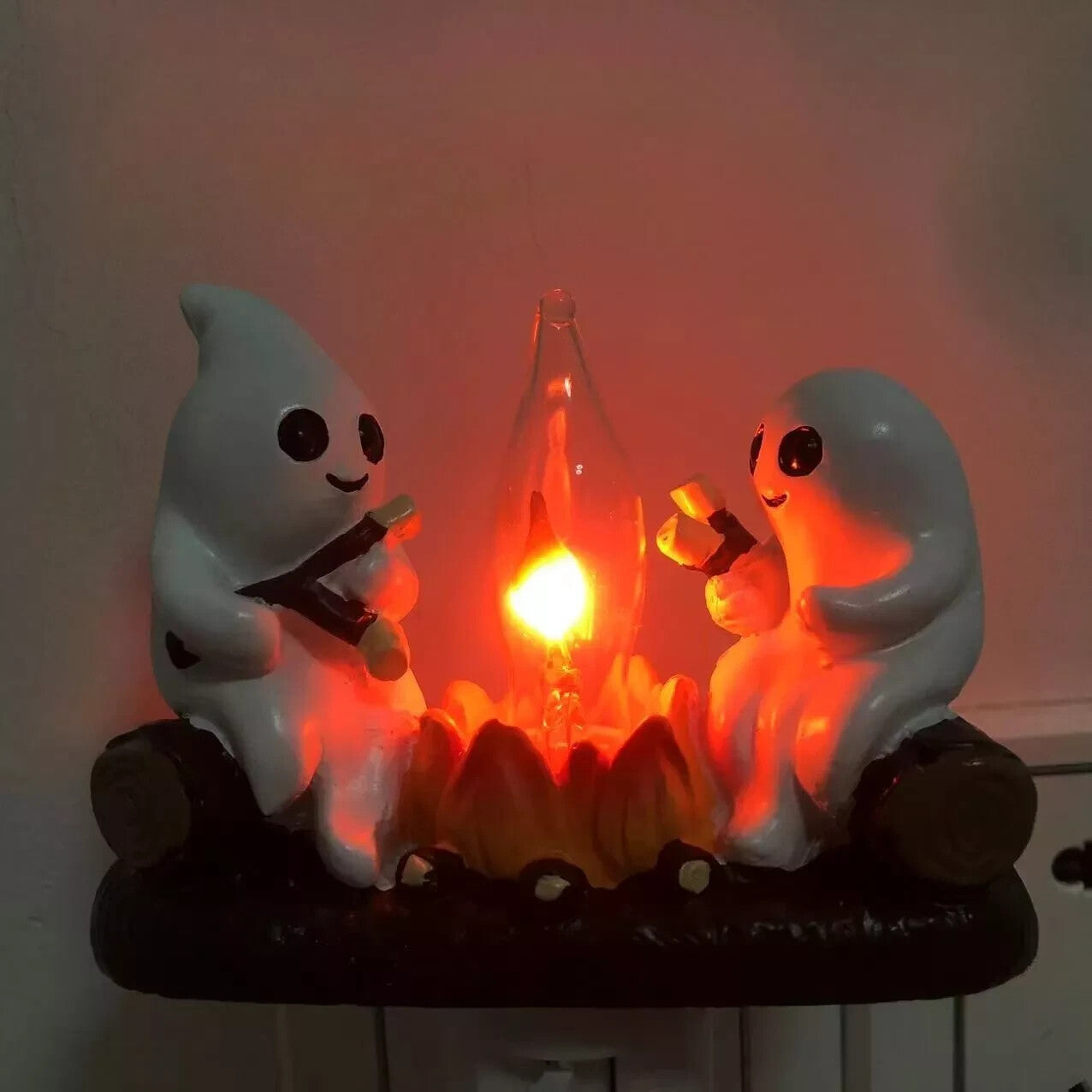 Halloween Ghost Campfire Fire Marshmallow Night Light Flickering Nightlight Gift