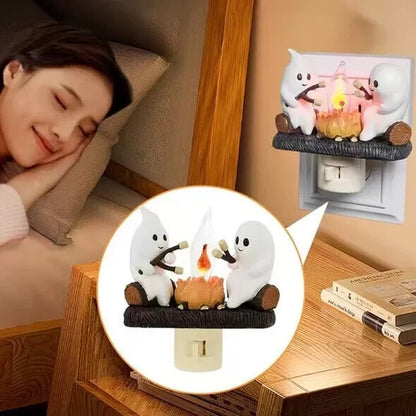 Halloween Ghost Campfire Fire Marshmallow Night Light Flickering Nightlight Gift