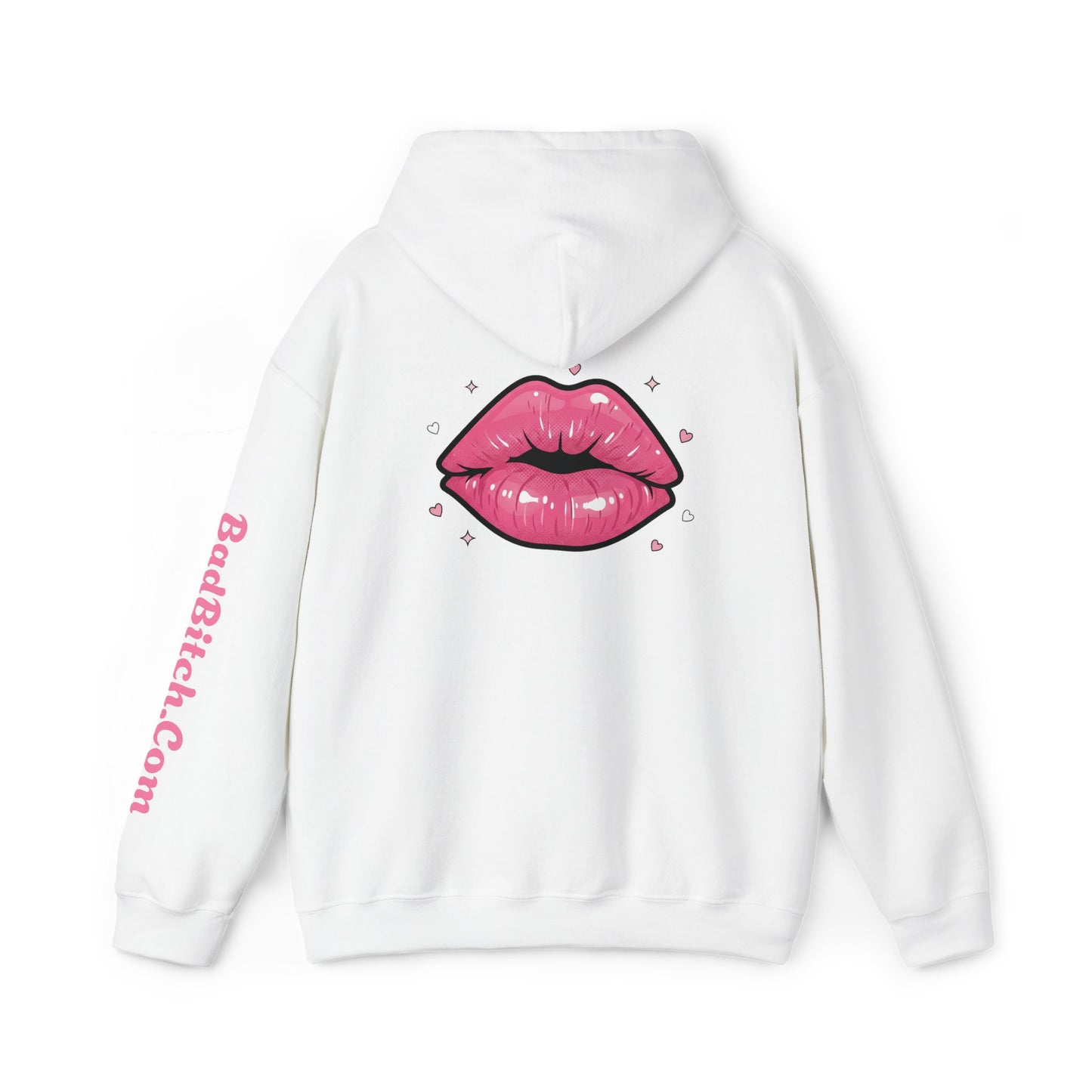 BadBitch Graphic Hoodie — Pink Kiss Logo Pullover