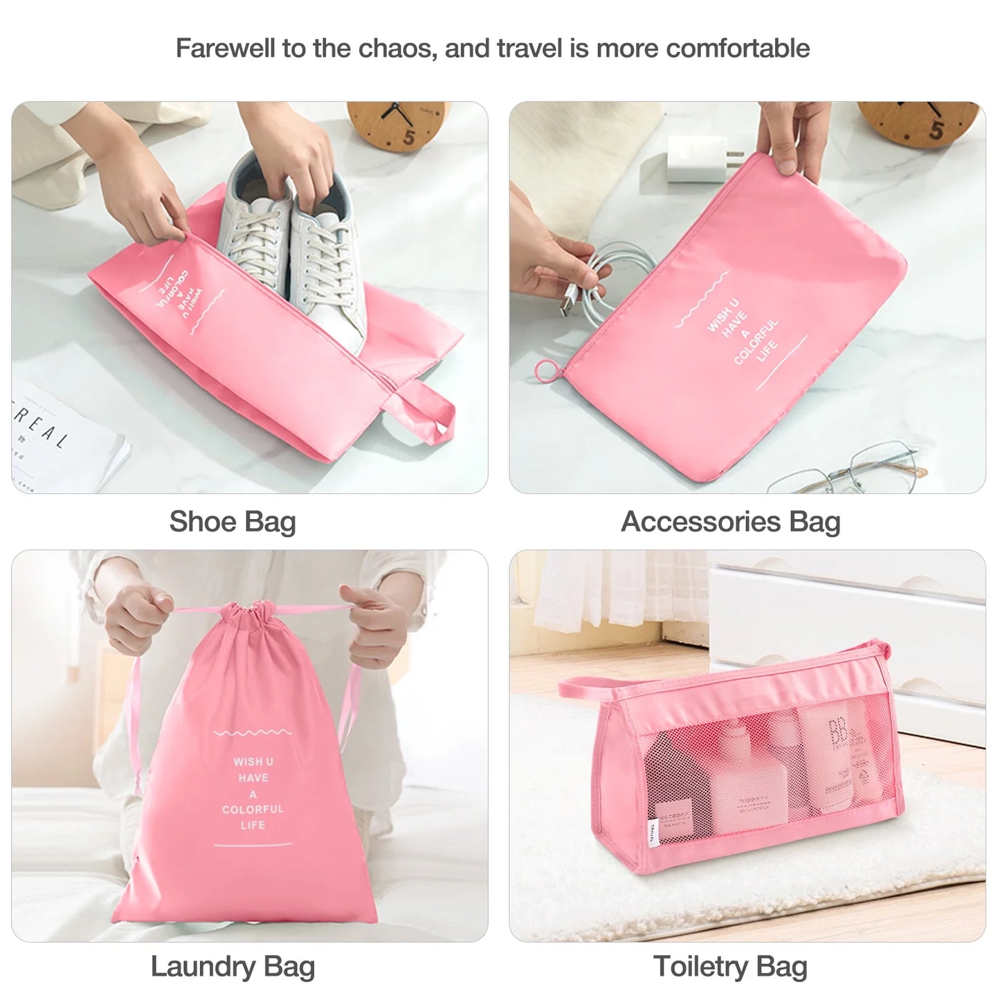 8Pcs Pink Packing Cubes for Luggage , Packing Cubes for Travel Luggage Packing Organizers (Pink)