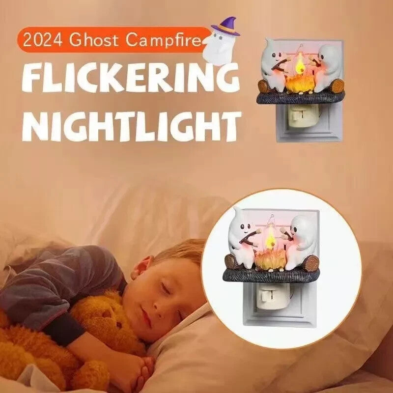 Halloween Ghost Campfire Fire Marshmallow Night Light Flickering Nightlight Gift