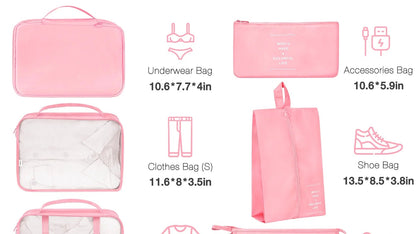 8Pcs Pink Packing Cubes for Luggage , Packing Cubes for Travel Luggage Packing Organizers (Pink)