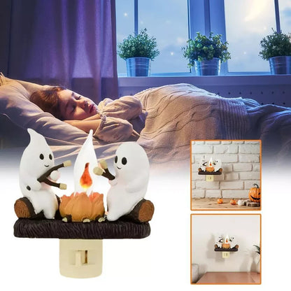 Halloween Ghost Campfire Fire Marshmallow Night Light Flickering Nightlight Gift