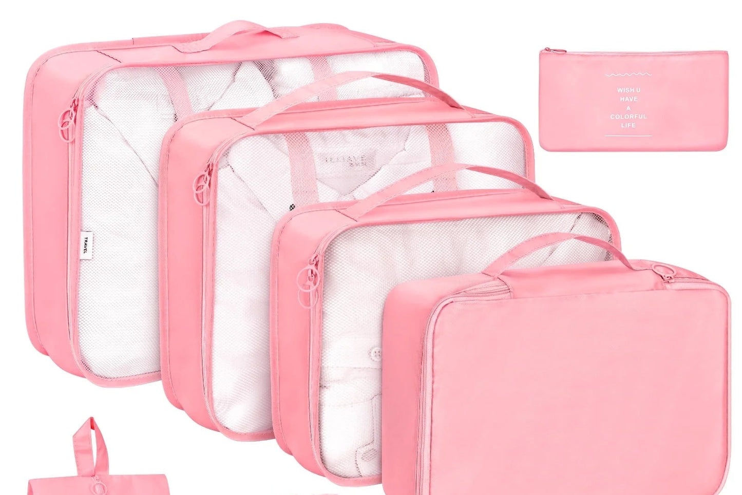 8Pcs Pink Packing Cubes for Luggage , Packing Cubes for Travel Luggage Packing Organizers (Pink)