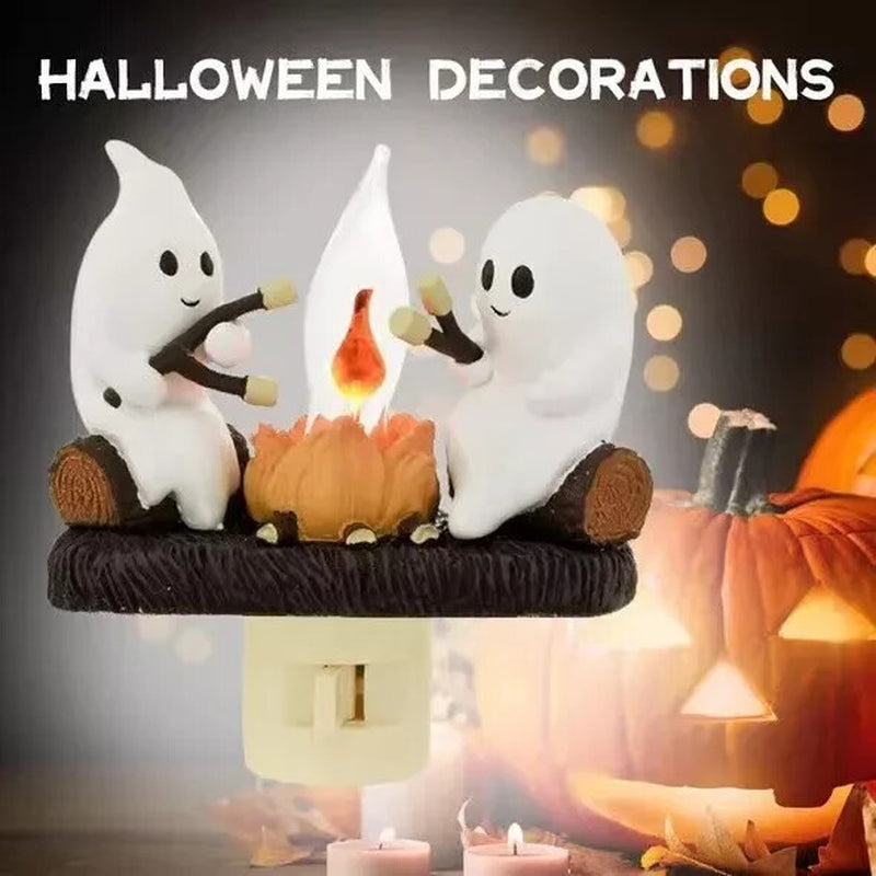 Halloween Ghost Campfire Fire Marshmallow Night Light Flickering Nightlight Gift